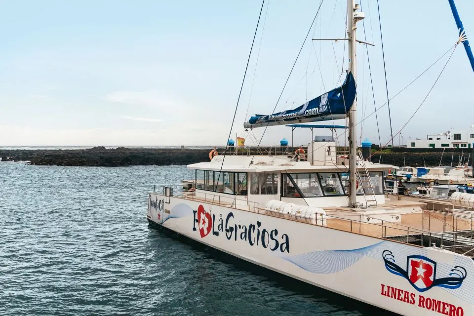 Ferry bound for La Graciosa leaving the port of Órzola, Lanzarote
